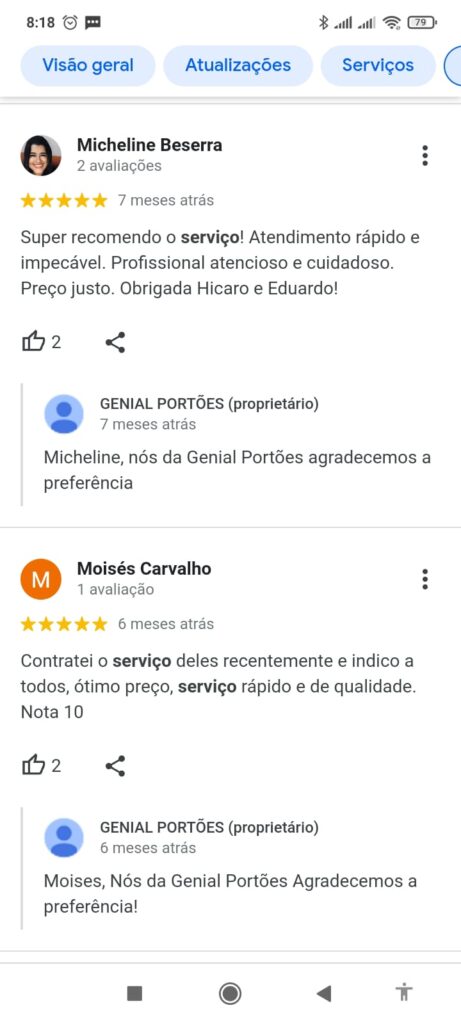 Dpoimento Genial portões Michele